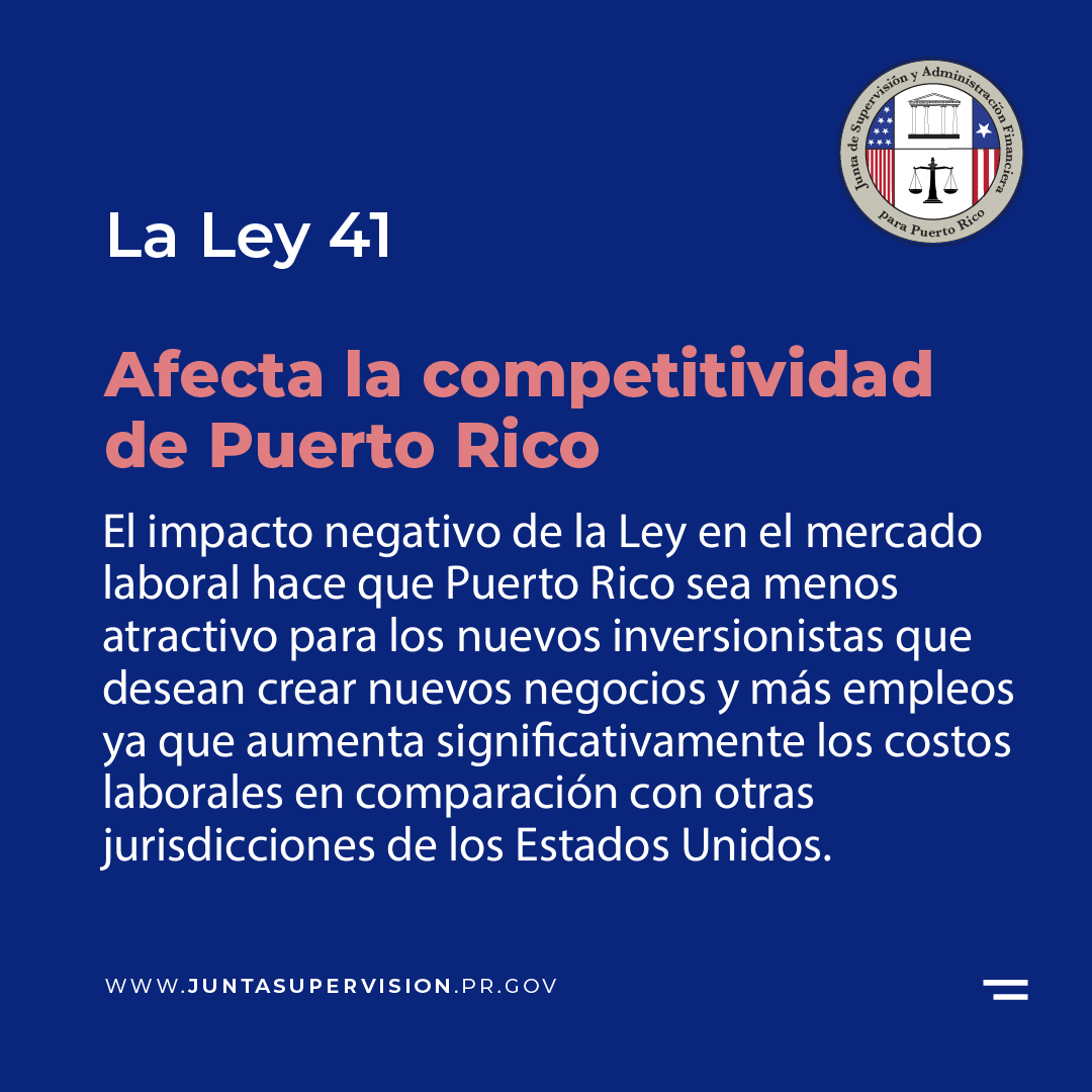 FOMBPR's tweet photo. Puerto Rico tuvo un progreso sustancial en cuanto a la estabilidad fiscal y crecimiento económico. La Ley 41 retrasaría a Puerto Rico. Su propósito es revertir las reformas laborales dirigidas a aumentar el empleo. https://t.co/KAx19QQfbK