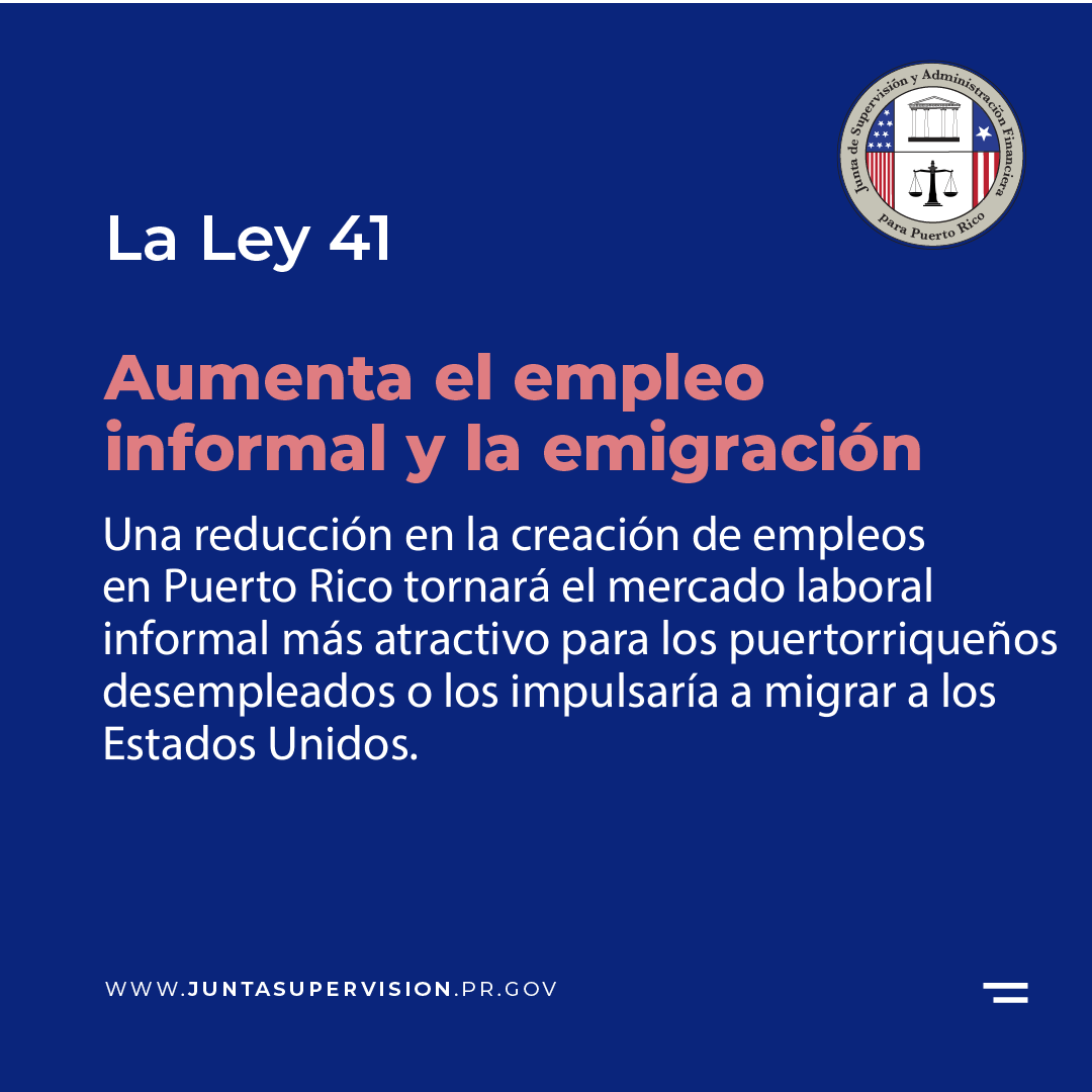 FOMBPR's tweet photo. Puerto Rico tuvo un progreso sustancial en cuanto a la estabilidad fiscal y crecimiento económico. La Ley 41 retrasaría a Puerto Rico. Su propósito es revertir las reformas laborales dirigidas a aumentar el empleo. https://t.co/KAx19QQfbK