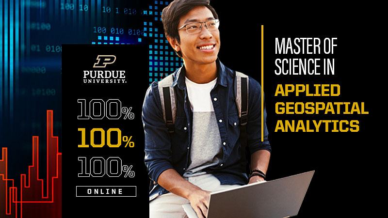 Purdue_Online's tweet photo. #Purdue’s new online Master of Science in Applied Geospatial Analytics teaches students interdisciplinary skills in data analysis, strategic communication, and spatial data science. Learn more at https://t.co/hfQfuFx3c3 

#Purdue #Online @PurdueAg @TechPurdue @PurdueLibArts https://t.co/KUpTDn9Ivw