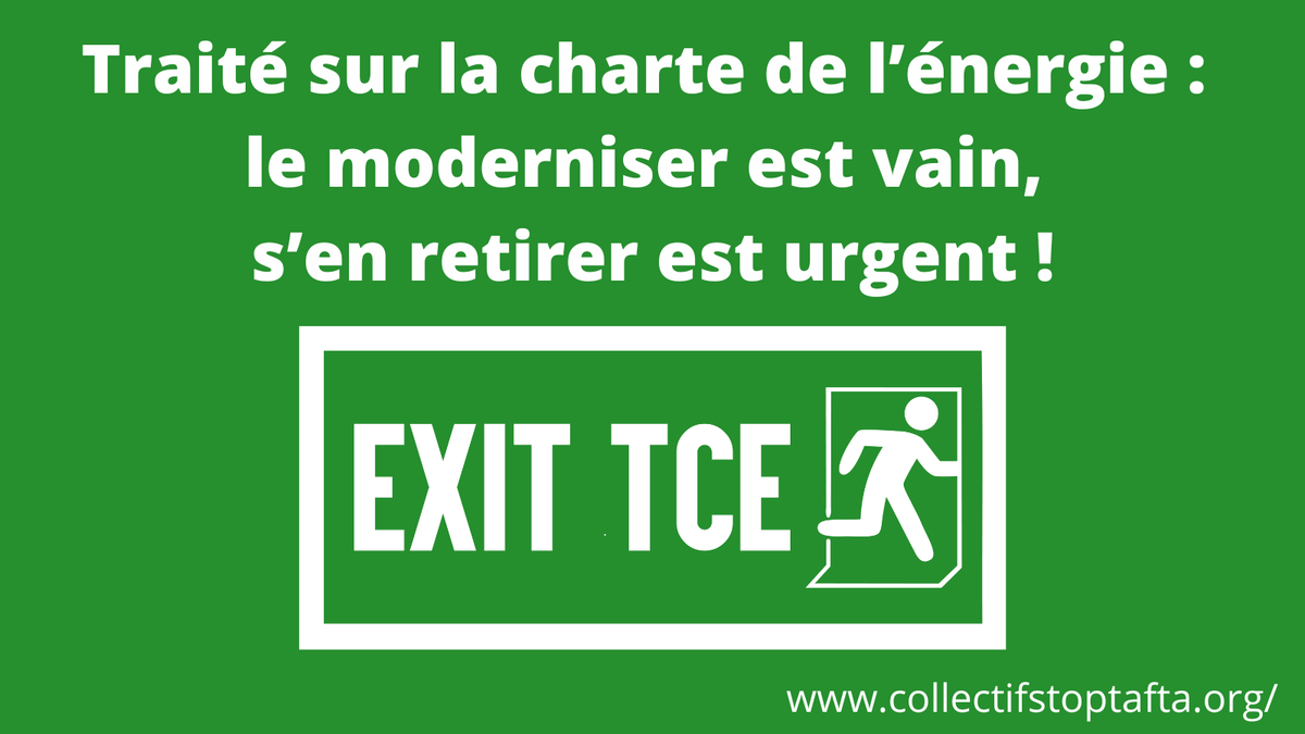 StopTAFTA's tweet photo. Nous venons d'apprendre que la France vient d'être attaquée pour la première fois en vertu de ce traité (plus d'infos à venir).
Va-t-elle enfin prendre la mesure du danger et endosser cette exigence de sortir du #TCE à l’échelle européenne ?
#EXITECT #SortezduTCE https://t.co/rYLWwA40lB