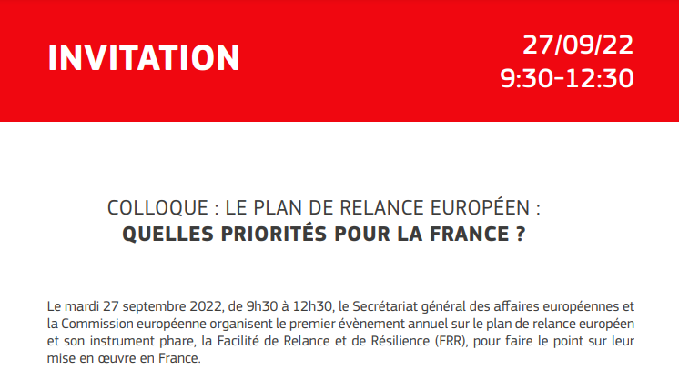 caissedesdepots's tweet photo. #Colloque : Le plan de relance Européen, quelles priorités pour la France ? 🇫🇷
🗓️ Le 27/09, de 9h30 à 12h30, le @SGAE_gouv et la @UEFrance organisent le premier évènement annuel sur le plan de relance européen. 🇪🇺
👉https://t.co/J15Q2UE8O6 https://t.co/T0oR95ilx1