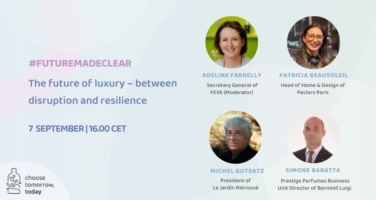 FeveEU's tweet photo. Tune into our #FutureMadeClear Q&amp;A tomorrow to hear from experts on how Europe’s green and digital transitions will shape the future of the luxury industry and #glass packaging. 

One day left – sign up now: https://t.co/zgJ3r3x30O https://t.co/KVqezOIEeH
