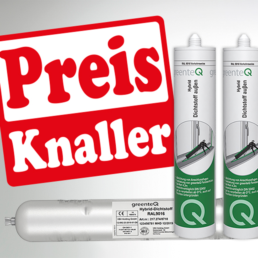Profitieren Sie von unserer Online-Aktion für unsere greenteQ Hybrid Dichtstoffe! Diese bekommen Sie ausschließlich bei uns im Online-Shop vbh24:
Jetzt zugreifen: vbh24.de/INTERSHOP/web/…