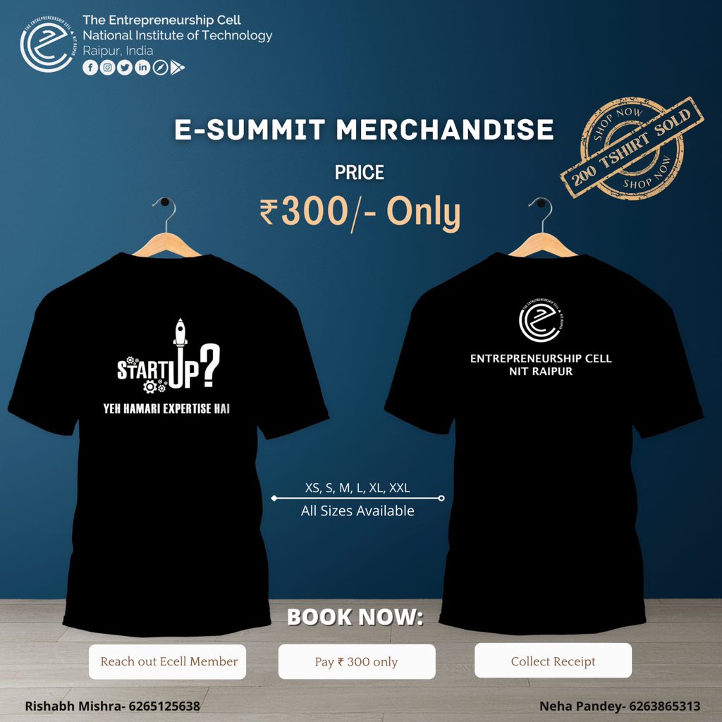 ecell_nitrr's tweet photo. *Wanna flex about your institute?*
*Hurry Up!!!*

Don't miss out the chance to grab your *E-Summit'22 Merchandise*. 

Reach out to E-Cell members to get yours. We promise comfort and quality. https://t.co/7WIg5RuCvp