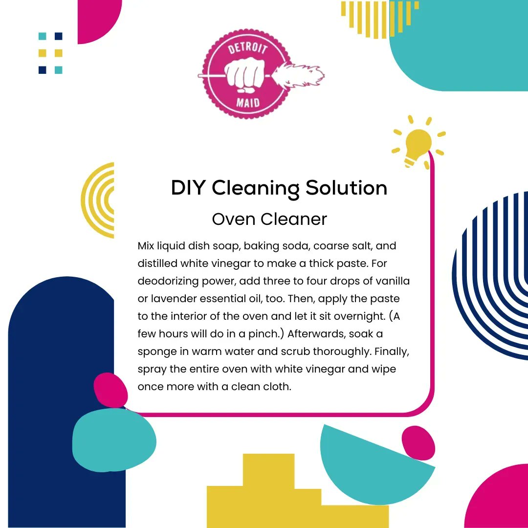 DetroitMaid's tweet image. Cleaning the oven is not easy! 😫🤦🏾 Check out this #DIY formula from @OprahDaily for a little help! Want to skip the cleaning? Book your #DetroitMaid appointment here buff.ly/3RDlXTU! 

#cleaninghacks #hacks #cleaningtips #cleaningservice #housecleaning #tips #diy