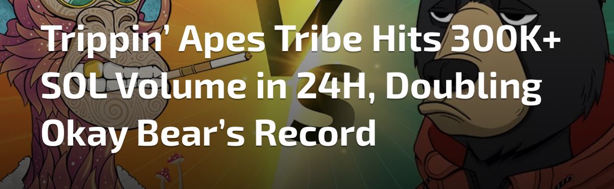 KulbikC's tweet photo. Can @y00tsNFT beat our (@trippinapes) 24h volume record?👀 

I’m a big fan of y00ts btw, this is a friendly tweet 🤓 https://t.co/CojZGv6fhF