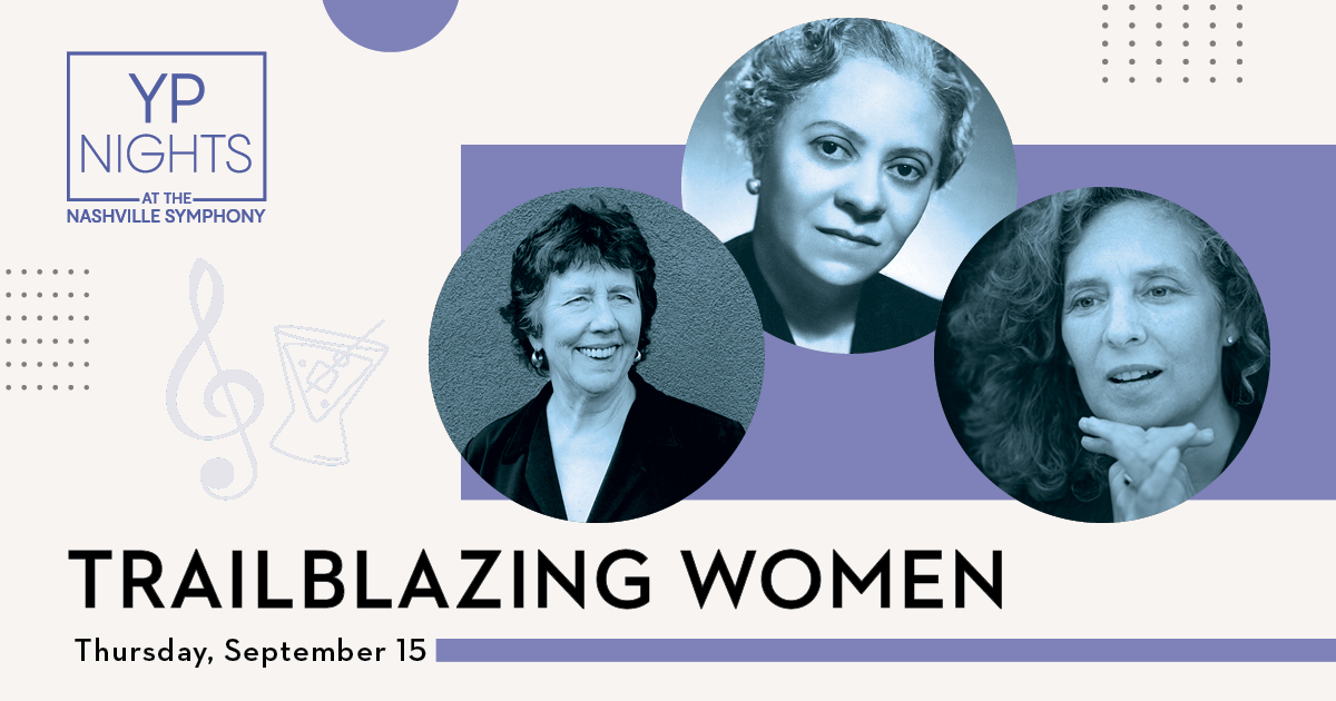 nashvillesymph's tweet photo. The September 15 Trailblazing Women concert is the first of the Crescendo Club’s YP Nights of the 2022/23 season! 

Just $10 will get you access to the pre-concert networking social, a free drink and a ticket to see the world-class Nashville Symphony! 

🎟️ https://t.co/eOYLaHL1pH https://t.co/xe85YGhQIW