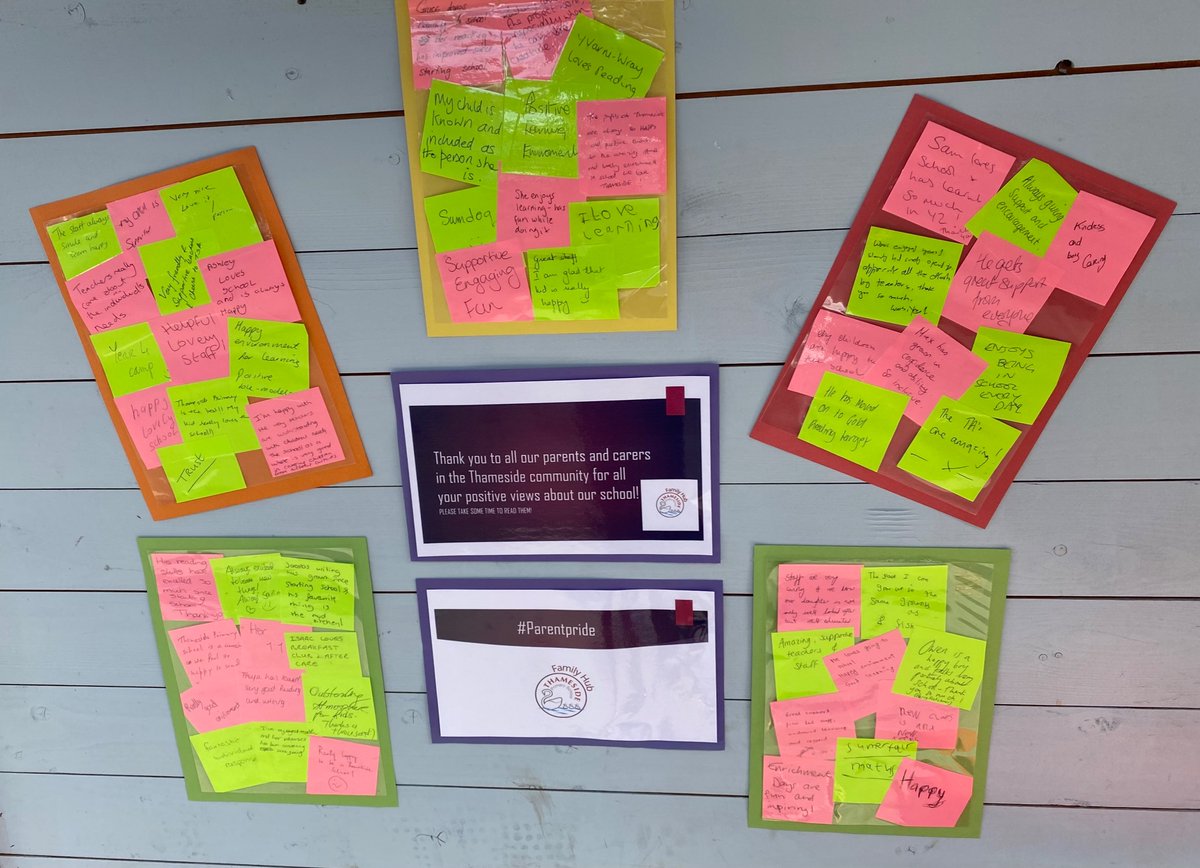 ThamesideSch's tweet photo. See what our parents say about Thameside and our school community! Youβll find it displayed inside the bus shelter! #tps #parentpride #thamesideprimaryschool https://t.co/6JZt5uWQgA