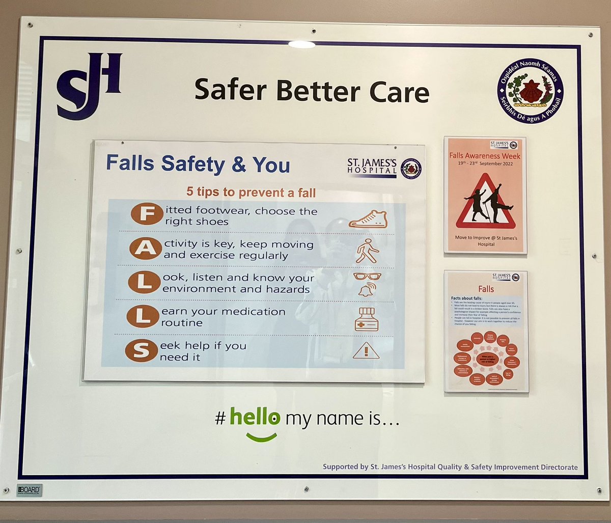 Getting ready for Falls Awareness Week 19-23rd September 2022. Our hot boards showcasing falls for September. #movetoimprove <a href="/SJHDoN/">Sharon Slattery DoN</a> <a href="/stjamesdublin/">St James's Hospital</a> <a href="/falls_network/">UK Falls Prevention Network</a>