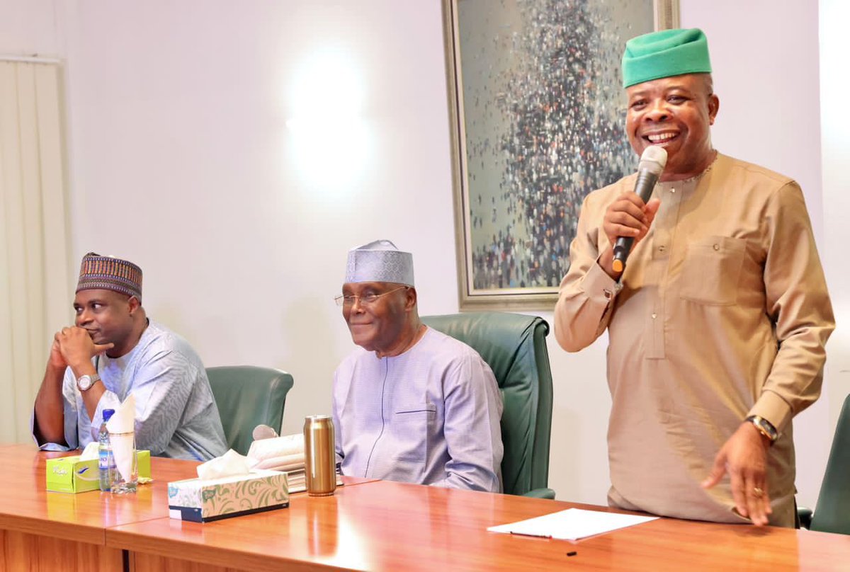atiku's tweet photo. I just rounded off a meeting with former presiding officers and leaders of the House of Representatives at the Yar’Adua Centre in Abuja. The meeting afforded a double advantage of seeking their support in building a grassroots network for our upcoming campaign. https://t.co/q45qHQuKVZ