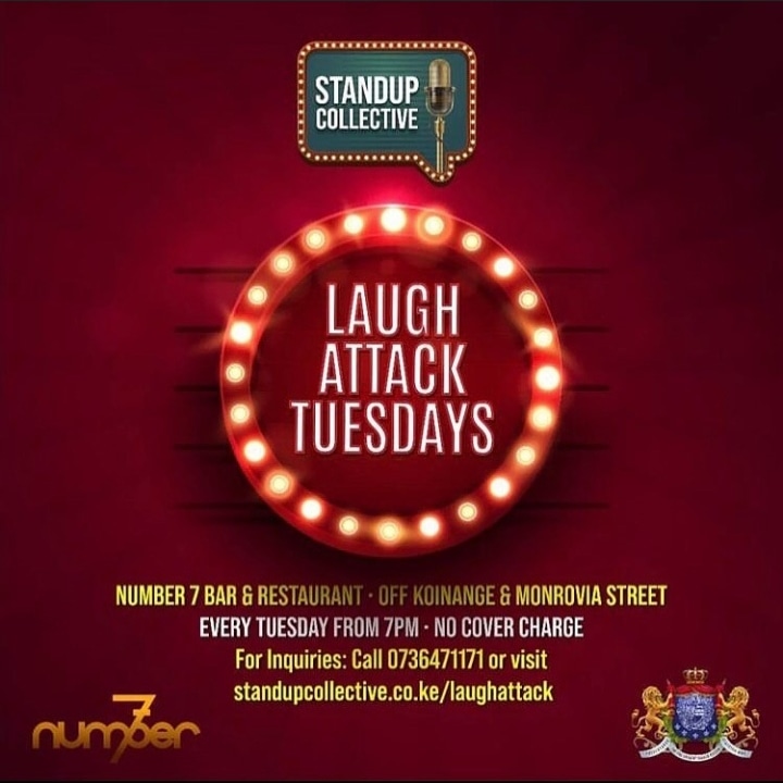 Sherehe_Plug's tweet photo. #LaughAttackTuesday at Number 7.
Tonight at 7PM - No cover
π @number7nairobi
For bookings, call: 073647117
@Standupcollectv
#standupcollective
#Comedy
#cocktails
#datenight
#September
#nairobi https://t.co/WWHBfUJTqA