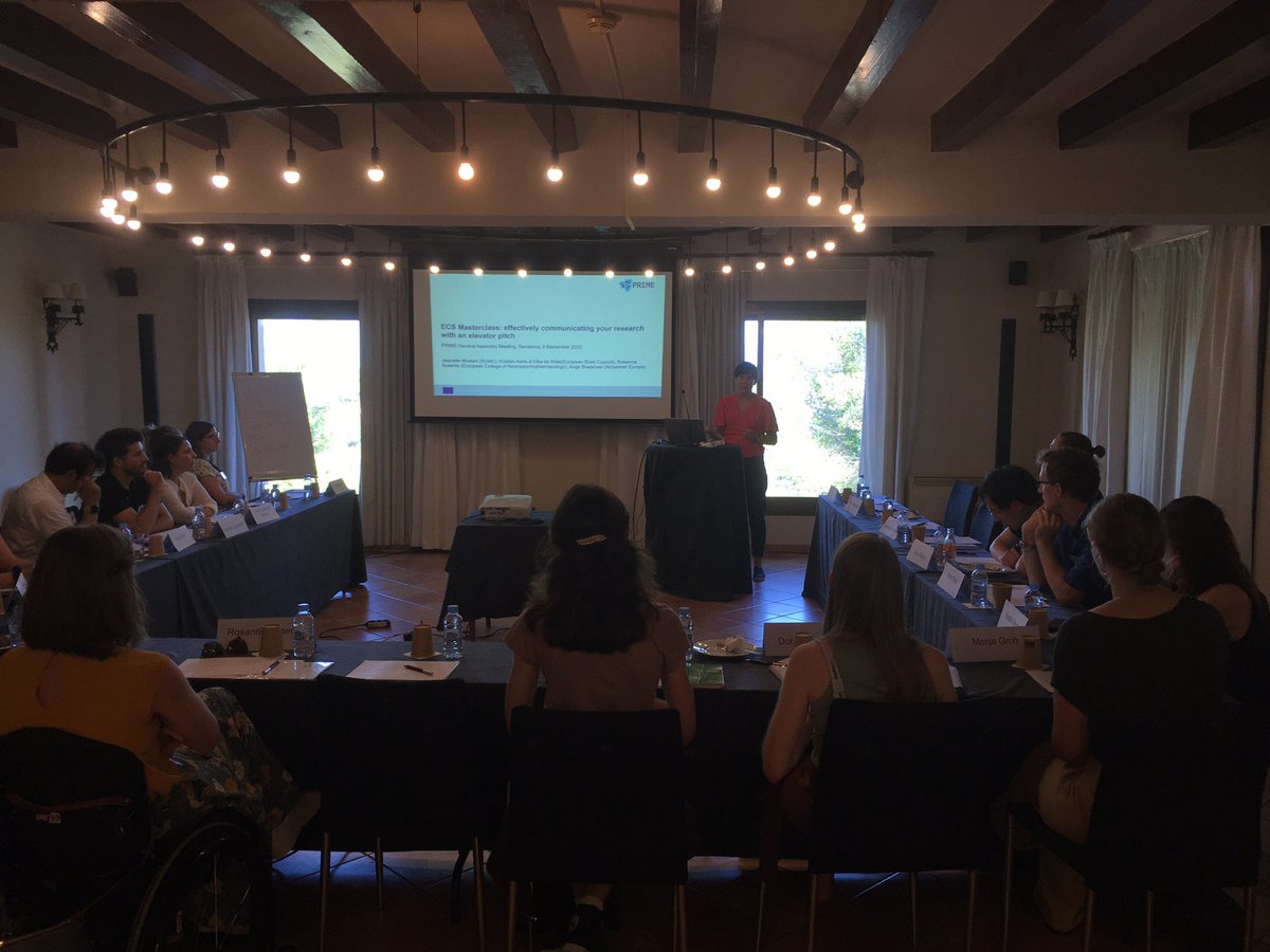 Great start of the PRIME meeting with a masterclass on creating an elevator pitch for all early career scientists in the project #ECR #scicomm #Barcelona