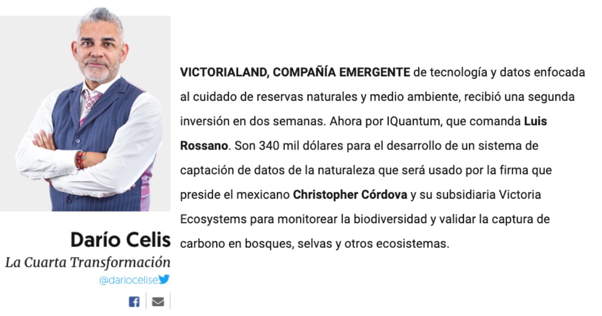 time4victoria's tweet photo. BREAKING NEWS: Today @dariocelise Darío Celis mentioned in his opinion column that @_VictoriaLand is receiving an additional investment in technology, just one week after satellite company Thrusters Unlimited announced an investment as well. https://t.co/wMBxuDhyyI