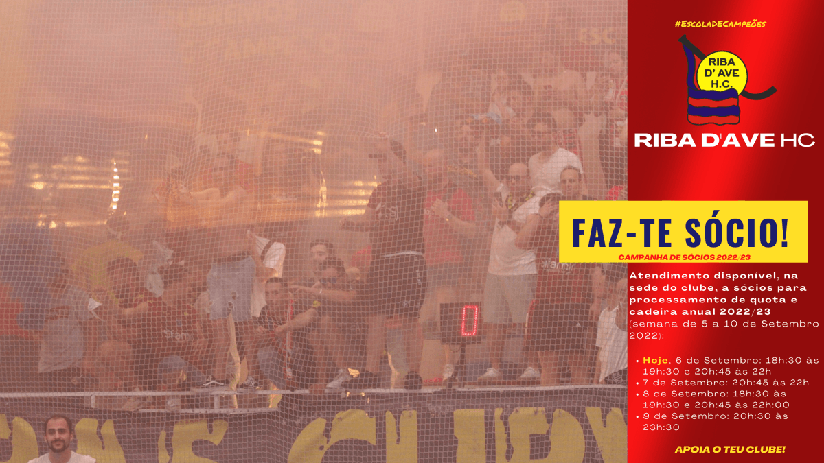 RibadAveHC's tweet photo. Junta-te a nós! Apoia o teu clube! Faz-te sócio! Aproveita os horários disponibilizados para esta semana, evita confusões e filas de última hora no primeiro jogo em casa.
Contamos contigo, mais logo, na sede do clube! O teu apoio é muito importante! Força #RAHC!
📸 Jorge Ferreira https://t.co/gvfT9GQpyc