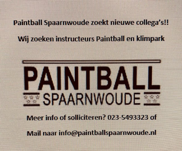 Paintballen's tweet photo. We are hiring!! #bijbaan #bijbaantje #velserbroek #velsen #santpoort #personeel #vacature #vacatures #leukwerk #topbaan #werken #paintball #spaarnwoude #paint #schieten https://t.co/YrSG0MfD5U