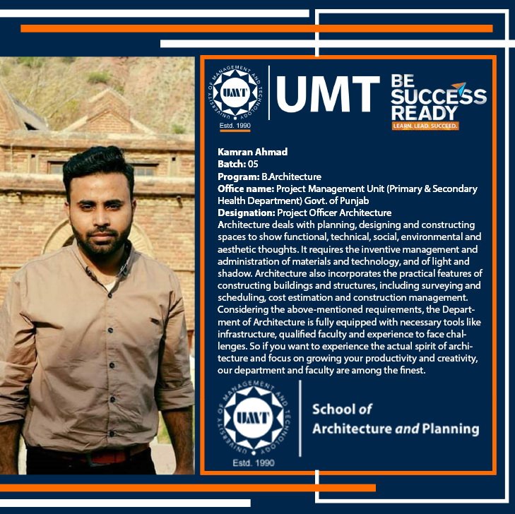umt_sap's tweet photo. #myumt #UMT #education #edu #architecture #lahore #umtmyfirstchoice #phd #hec #PCATP #sap #pakistan #international #follow4followback #followｍe #fineart #trendingnow #trending #trend
@umtofficial @umt_crp https://t.co/N140YhK8rP