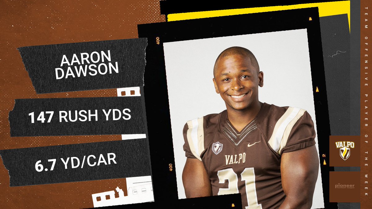 valpoufootball's tweet photo. 🤩TEAM WEEKLY AWARDS 🤩

🏈 Aaron Dawson @GODSPEED_29, Offensive 
🏈 Kevin @spelman_w, Defensive 
🏈 @Brian_Bart34, Special Teams 

#GoValpo https://t.co/UzC3v5kusY