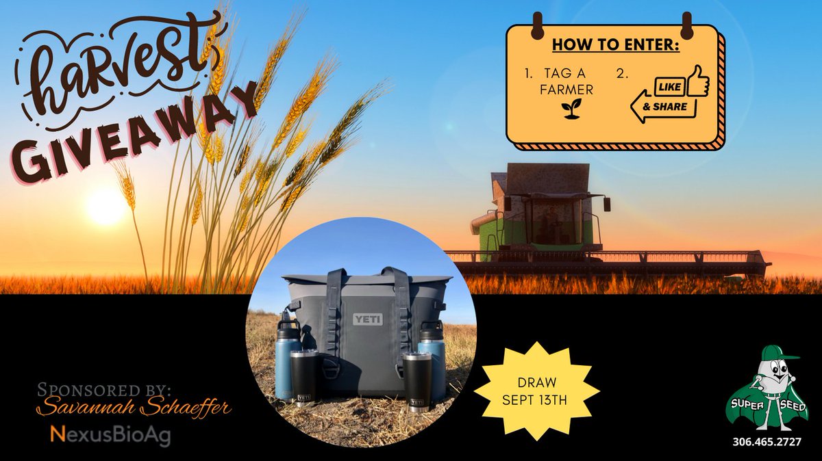 ✨One lucky winner will receive the cooler bag and mugs as shown. They will also enjoy a meal in the field for the entire crew!✨ A great big thank you to Savannah Schaeffer with NexusBioAg! Draw will be 9:00 am on Tuesday, September 13.