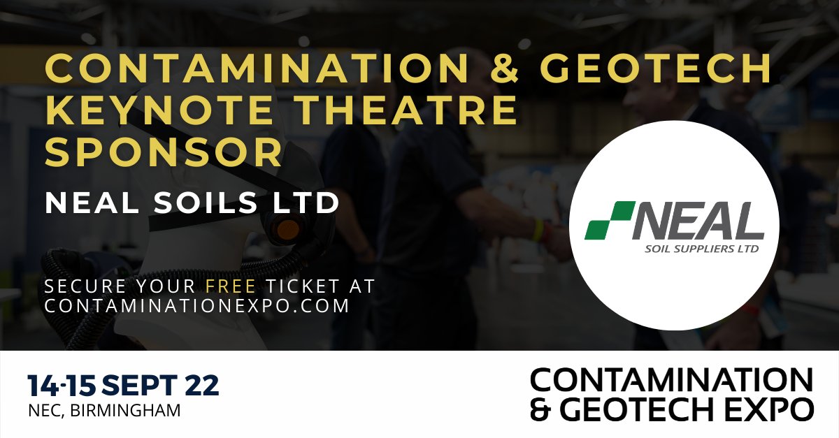 We would like to say a massive thank you to our sponsors for this year's #Contam22! Sponsoring the Contamination &amp; Geotech Keynote Theatre this year is <a href="/Neal_Soils/">Neal Soil & Aggregate Suppliers Ltd</a> on stand CT-E90, make sure to swing by! 

Secure your FREE ticket below...

hubs.la/Q01lDSTr0