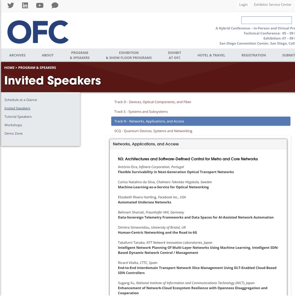 Carlos Natalino (@natalinocarlos) on Twitter photo I'm very happy to be among such brilliant people invited to speak at <a href="/ofcconference/">OFC Conference</a> N3 Subcommittee. Hope to see (again) several colleagues in San Diego next year. OFC will probably be my first post-covid conference in person. Looking fwd! I'm very happy to be among such brilliant people invited to speak at <a href="/ofcconference/">OFC Conference</a> N3 Subcommittee. Hope to see (again) several colleagues in San Diego next year. OFC will probably be my first post-covid conference in person. Looking fwd!