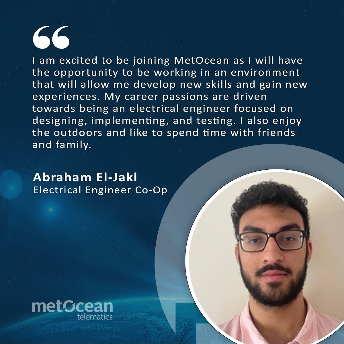 MetOceanT's tweet photo. MetOcean is excited to welcome two new fall co-op students to the team today! Joining us from @DalhousieU, Abraham and Guanchen will be a part of the Hardware &amp; Devices and Product Verification teams here at MetOcean. 🛠️💻 

Welcome to the #MetOceanTeam! https://t.co/KCWyEQbHTU