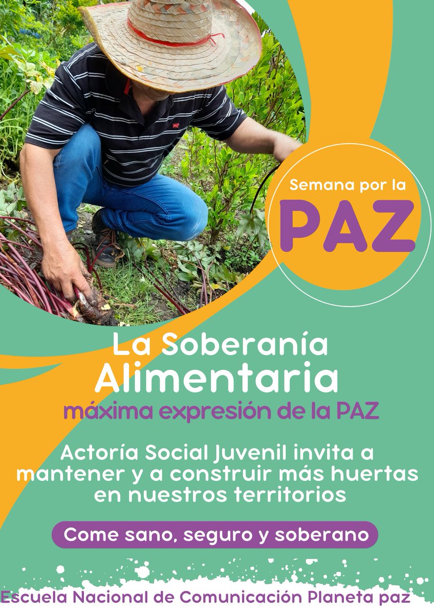 La soberanía alimentaria, máxima expresión de la paz. Un mensaje de la Escuela Nacional de Comunicación Popular de #PlanetaPaz
.
.
.
 #SemanaPorLaPaz #ComunicaciónPopular 
#PazEnLosTerritorios