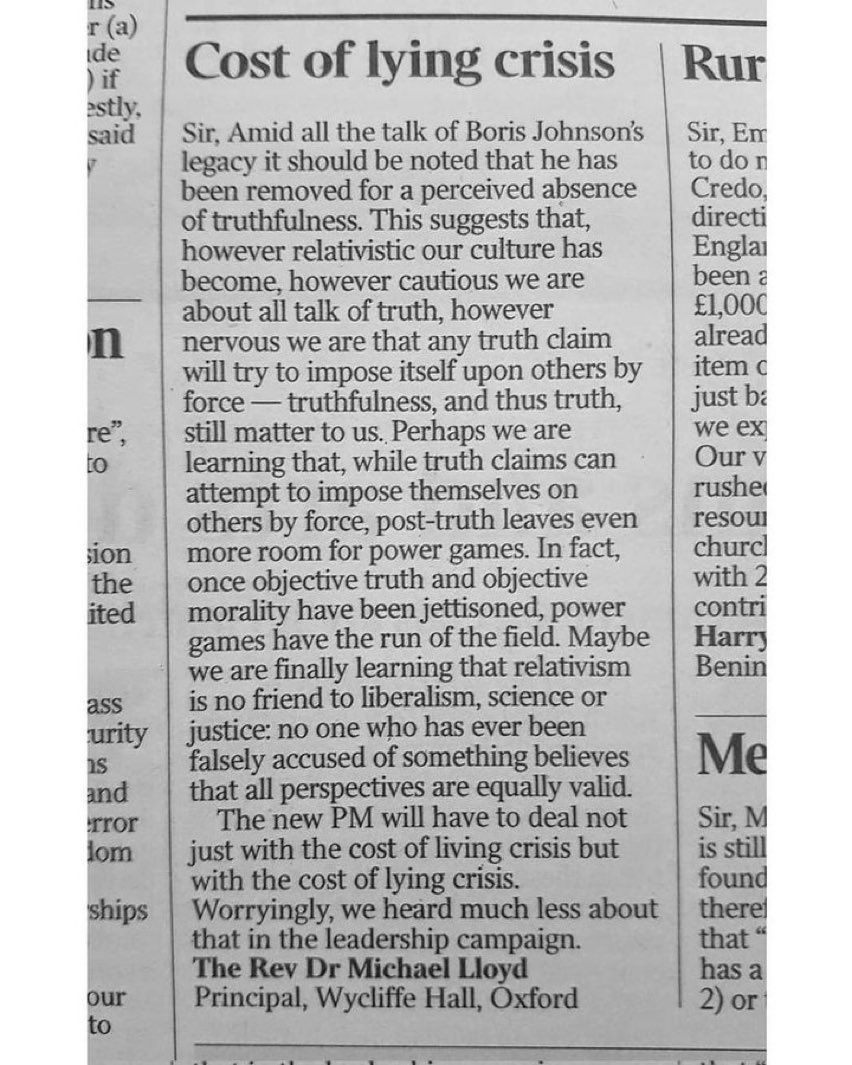 AJWTheology's tweet image. “The cost of lying crisis” is a fantastic phrase that I really hope sticks.