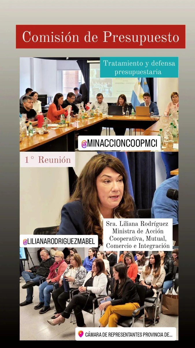 #Presupuesto2023Misiones 
Primera exposición en la Comisión de Presupuesto, dando tratamiento y análisis presupuestario para la Administración Pública del año 2023

Sra. Liliana Rodríguez, Ministra de Acción Cooperativa, Mutual, Comercio e Integración <a href="/LilianaMabelRod/">Liliana Rodriguez</a> <a href="/AccionCMCI/">@AcciónCooperativaMCI</a>