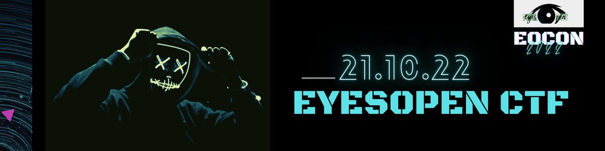 Hey! Don't miss the 5th edition of the #EOCON #cybersecurity event from Oct 21-29. You are invited !
In the program :
- 🕵️‍♀️🏆the live #hacking competition (#ctf ) #eoctf
- 🎓 training workshops
- 🗣️ #conference 

Registration: rebrand.ly/eocon2022
eyesopensecurity.com