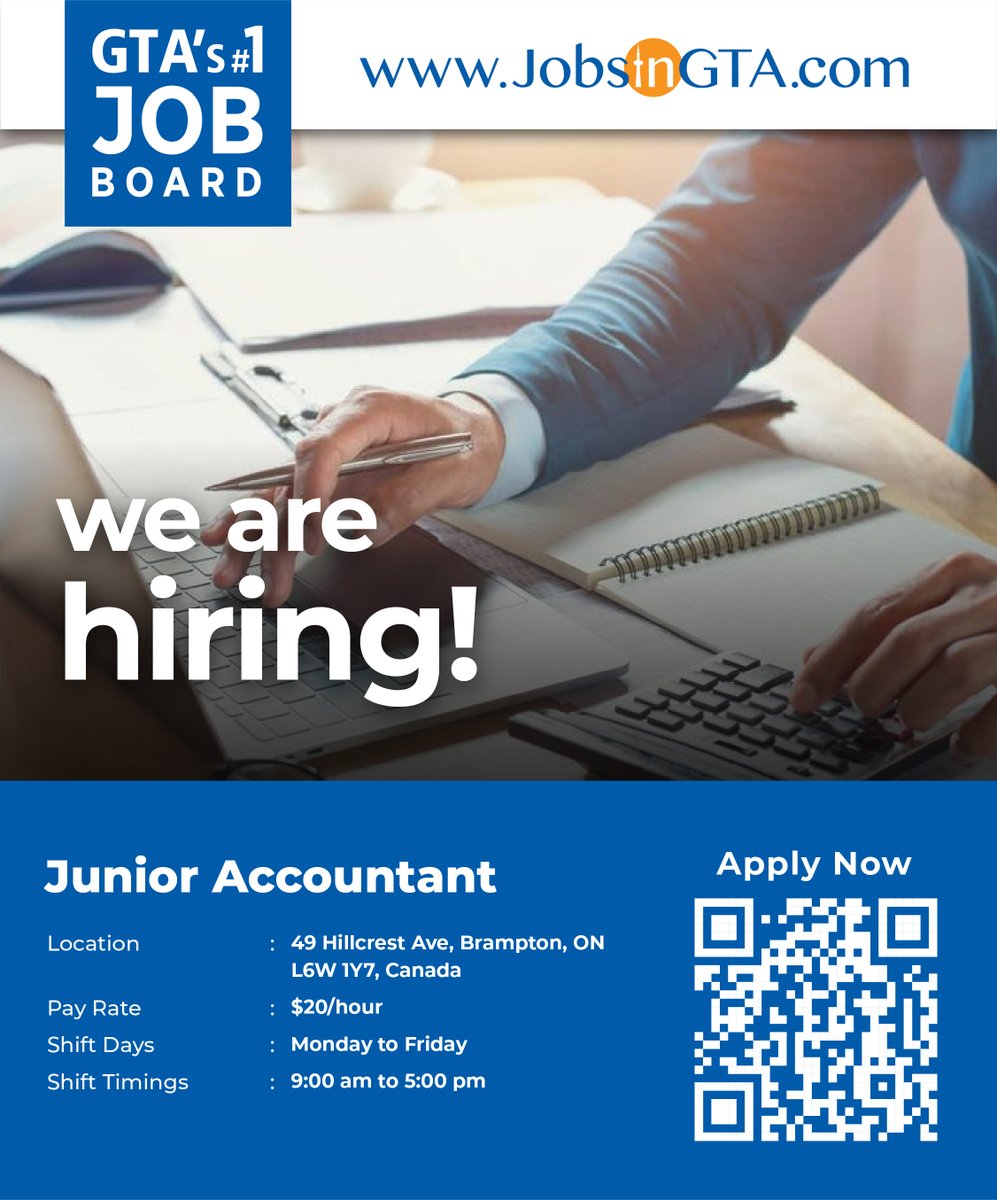 JobsInGTA1's tweet photo. We are Hiring: Junior Accountant

Apply: https://t.co/AgI3PtofP9

Candidates Sign up: https://t.co/VTqBkgSNTh

#JobsInGTA #Vacancy #ApplyNow #HiringNow #HiringAlert #HR #Order #Picker #Junior #Accountant #Hiring #Motivation #Brampton #GTA #Canada https://t.co/csPiX8Tq2T