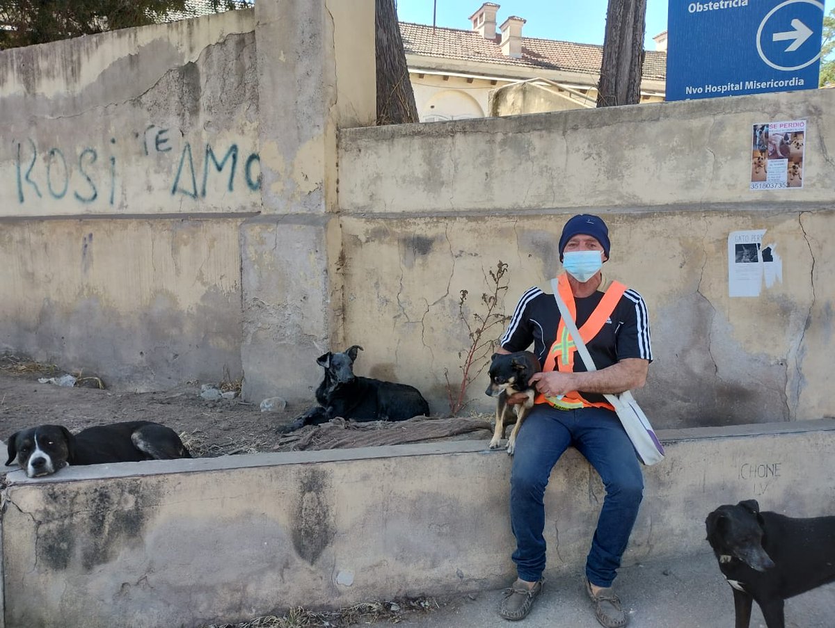 agusarceod's tweet photo. Este hombre trabaja desde las 6 am a 15 pm, en ayacucho 1550 (frente el hospital misericordia) tiene 11 perros, 2 se le enfermaron y necesitan tratamiento para la sarna. Los ama y cuida un montón, por cualquier donación se pueden acercar, está todos los días @VivireNuevaCba https://t.co/rxvoI2UZ0F