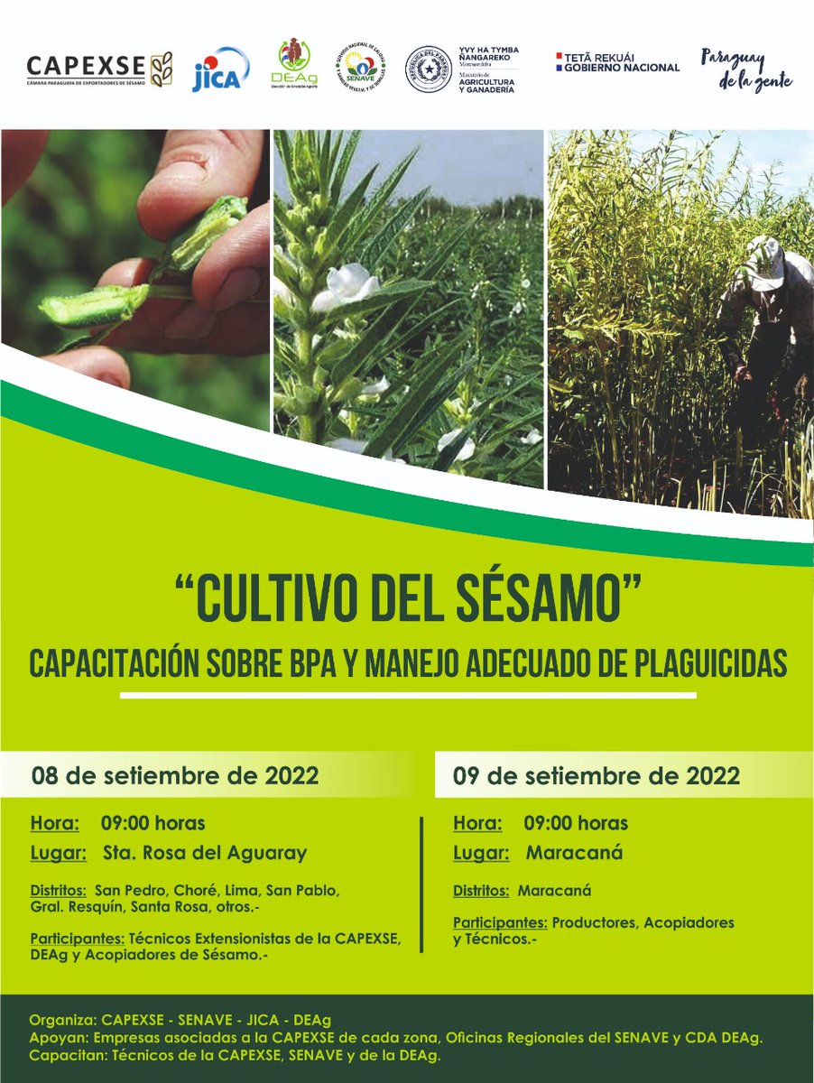 🎯La cita es el jueves 8 de Setiembre en Santa Rosa del Aguaray🌱