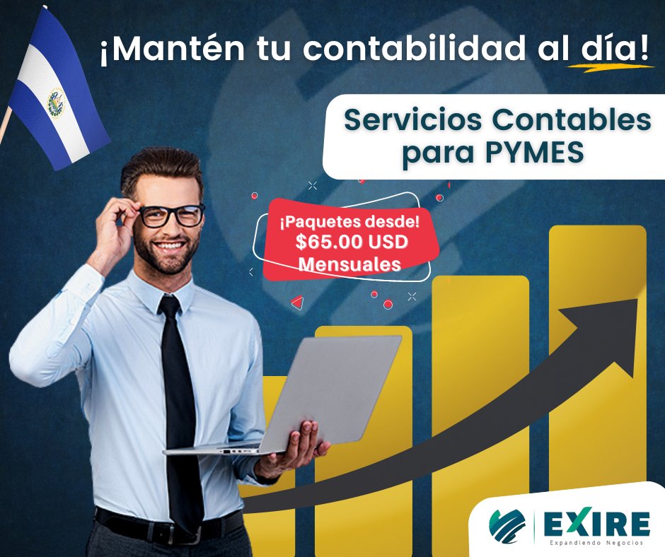 EXIRESV's tweet photo. Una contabilidad #eficiente te facilita tus procesos para generar información financiera, te ayuda a tomar las mejores decisiones a tiempo y puedas establecer metas de #crecimiento real. Conoce nuestros servicios: https://t.co/9NTUkM70Zn #ElSalvador https://t.co/wW11vMz3Rj