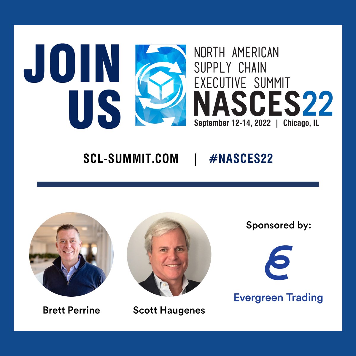 EvergreenTradng's tweet photo. Next week we're heading to #NASCES22 in Chicago! DM Brett and Scott on LinkedIn to connect. #supplychain #supplychainmanagement #supplychainsolutions #ROIsolutions #corporatetrade #mediatrade https://t.co/9uUYluFM9h