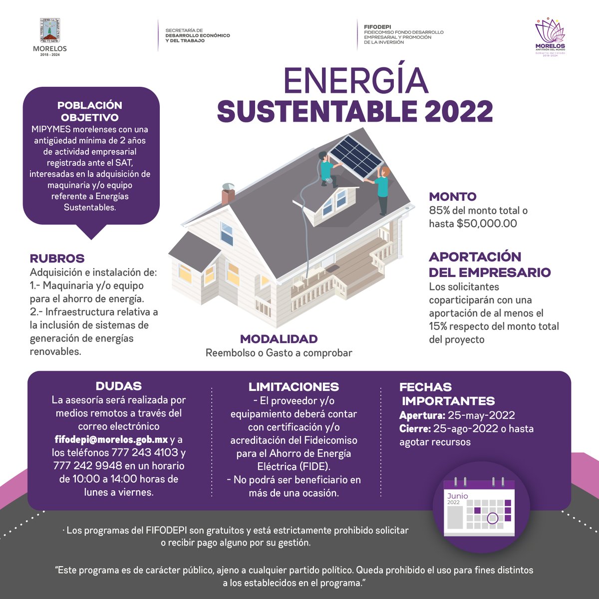 fifodepi's tweet photo. ¿Ya conoces la convocatoria “ENERGÍA SUSTENTABLE 2022" que tiene la @SDEyT_Morelos   a través del #FIFODEPI?
Consulta las bases aquí 👇🏻
https://t.co/JgDHUj48Ir ✅
#MorelosAvanza #MorelosContigo 🙋🏻‍♂️🙋🏻‍♀️ https://t.co/DaQ6nsaRla