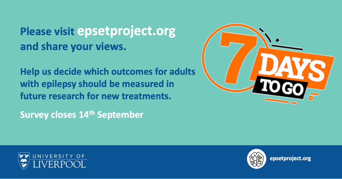 EPSETproject's tweet photo. The EPSET Project Survey has been extended to 14th September! 

The ILAE Big Data Commission want to hear your views on which outcomes should be prioritised in future research testing whether treatments for #epilepsy are effective and safe. Survey open now https://t.co/5jhUSOCPem https://t.co/BPDbhCr0c7