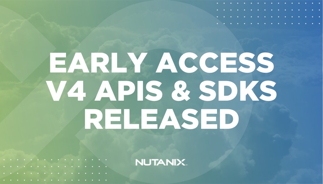 NutanixNation's tweet photo. It's been a long time coming but early access to the Nutanix v4 APIs is here!  Get an insight into why we did what we did, what the new options are, how things work and how to get started.  Exciting!  https://t.co/RDFupf964H #nutanix #sdk #api #announcement #v4 #automation https://t.co/yQg5SR6ceS