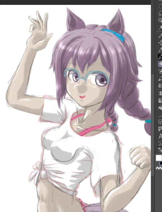 なかなか描き方が固まらないユイイツムニさん #モブウマ娘 