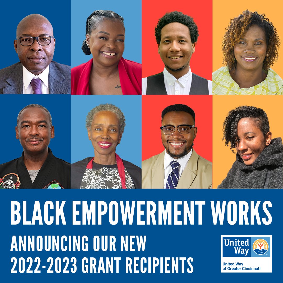 UnitedWayGC's tweet photo. MEET OUR NEW GRANTEES!
We are proud to announce our third class of Black Empowerment Works grantees! https://t.co/FYosOgNYVO
 
 Big thanks to our partners @bi3cincinnati and @ProcterGamble's @Always brand for their support!
 
#LiveUnited #BlackEmpowermentWorks https://t.co/K0sEefedI2