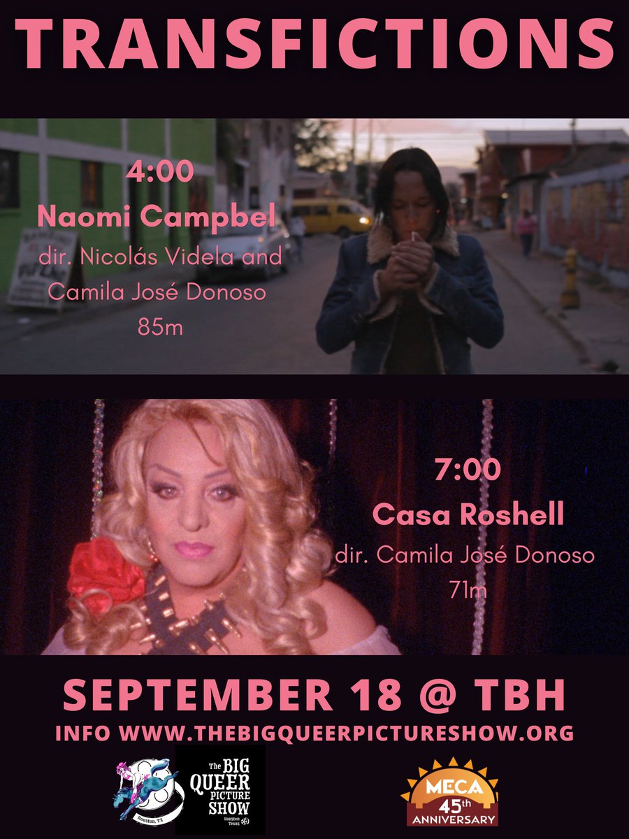 BigQueerPicShow's tweet photo. We’re so happy to be partnering with @MECA_Houston for an evening of transfictions at @TBHCenter! On September 18th, we’re screening Naomi Campbel at 4 and Casa Roshell at 7! More info @ https://t.co/uALdBAjzOV 
--
#houston #htx #latinofilm #film #queerfilm #queer #trans #lgbt https://t.co/iyHkADTfXO