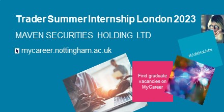 Are you good with numbers? 🔢​📊​ If you're a student with a quantitative background, check out this opportunity for an extensive 9-week experience in the world of trading with @MavenSecurities ow.ly/TQXt50KAhwY #UoNHotJobs #internships