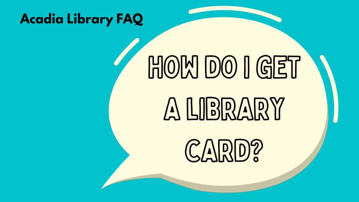 acadialibrary's tweet photo. Wondering how you can get an @AcadiaU library card? Easy. You likely already have one!
Your Acadia ID card acts as your library card. Use it to borrow materials at the Access Services in the library. #acadialibrary #acadiau @acadiastudents https://t.co/GzM5W9PkFV