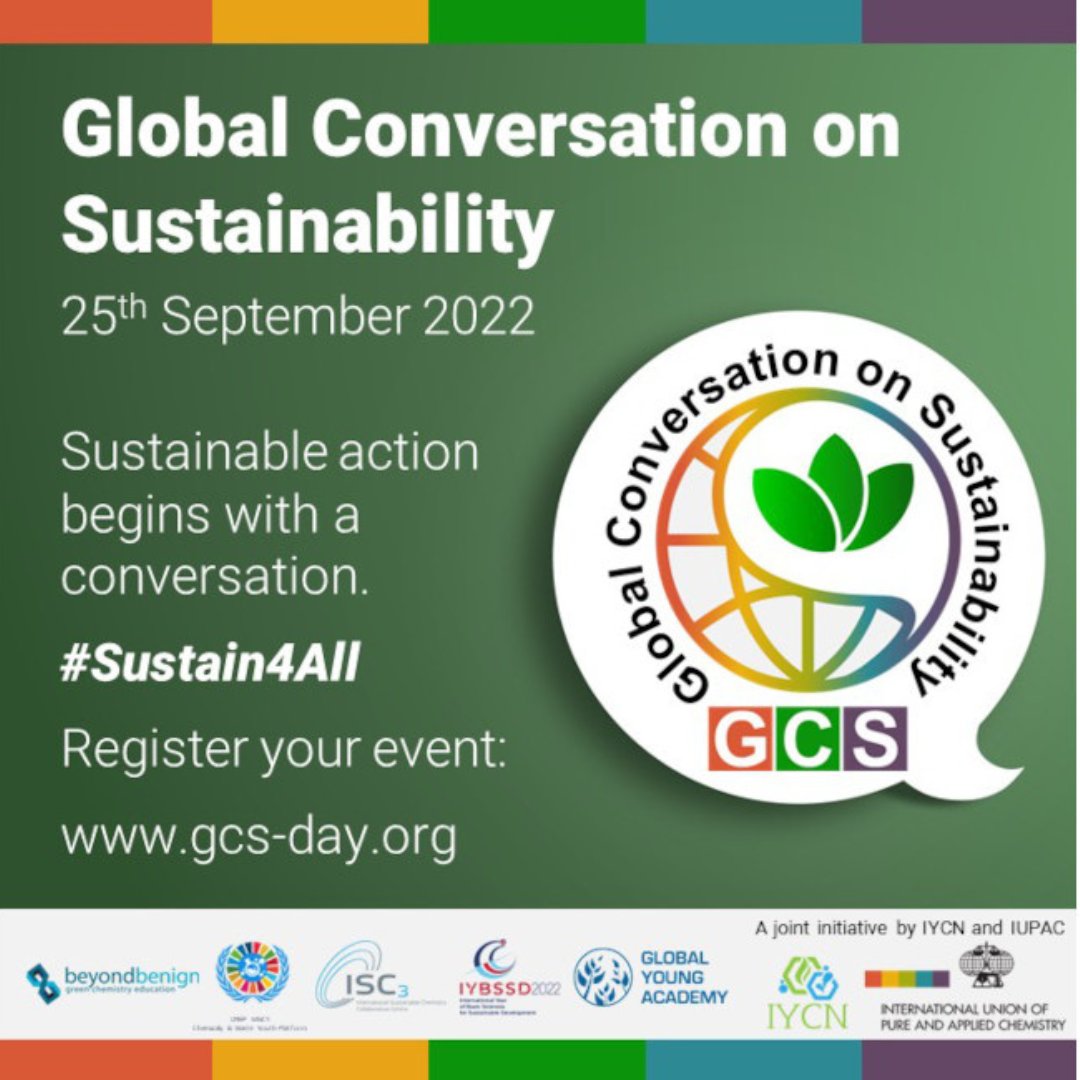Global Conversation on Sustainability We are coordinating a one-day event worldwide focusing on sustainability towards a common good. This event is scheduled to be held annually on September 25th. Read more : bit.ly/3D1es4R #IYBSSD2022 #SDGs #GCS2022