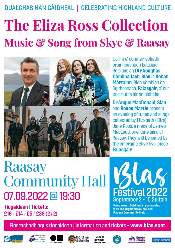 blasfestival's tweet photo. Taking the music back home!

Bidh ceòl is òrain a chaidh a chruinneachadh ann an Ratharsair ri chluinntinn san eilean oidhche Chiadain aig Blas.

Raasay Community Hall - 07.09.22

Dr Angus MacDonald, Ronan Martin &amp; @SIANceol with the 'Eliza Ross Collection' + tunes from Falasgair https://t.co/YvM3tBQM8I