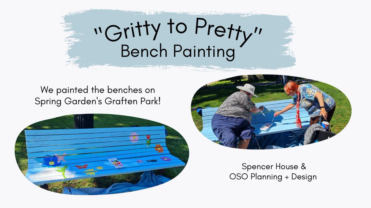 Thank you OSO Planning + Design for inviting Spencer House to take part in the Gritty to Pretty Project! We had a blast painting the benches in Graften Park. We hope everonye will enjoy the park benches, beautifying our city. 💙 @oso.plan #halifax #hfx #community