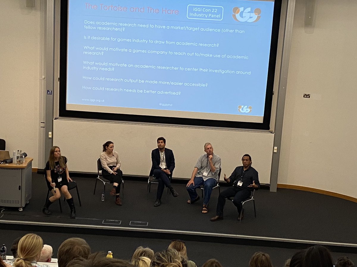 Fascinating panel at #iggicon2022  - can the tortoise of academic research transfer useful ideas to the hare of the games industry? The answer - it depends ;)