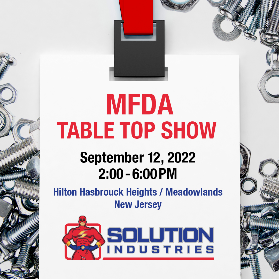 SolutionMan_Ind's tweet photo. Solution Industries is headed to MFDA’s 19th Table Top Show in New Jersey! We’re excited to meet everyone and grow our community of #fastenerfriends. See you September 12!
#SolutionIndustries #MFDA #MetropolitanFastenerDistributorsAssociation #LSG #LindFastSolutionsGroup https://t.co/o7lrXc7AjS