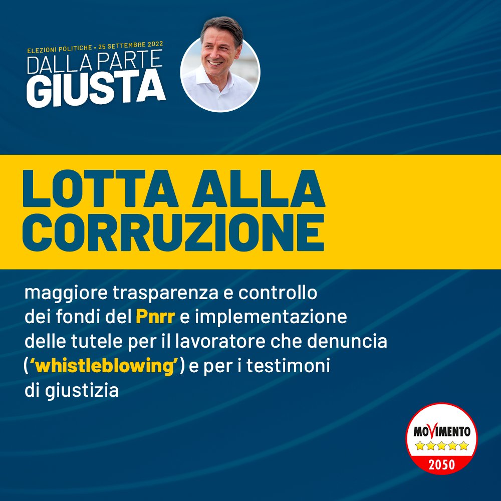 ⭐ LOTTA ALLA CORRUZIONE

Contro la corruzione il Movimento 5 stelle ha fatto molto e la legge “Spazzacorrotti” del Ministro Bonafede rappresenta la stella polare in materia. 
#DallaParteGiusta 
facebook.com/movimento5stel…