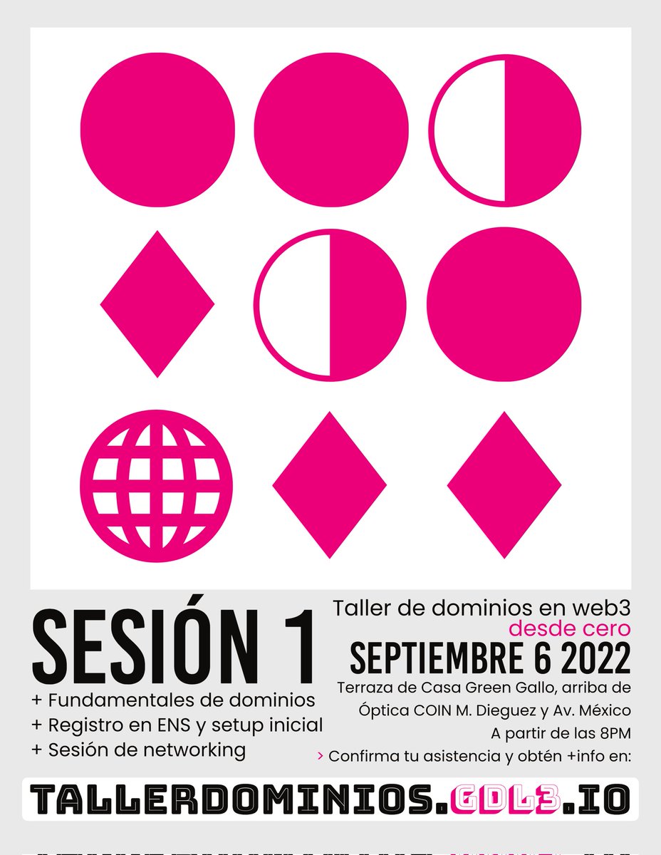 gdl3io's tweet photo. gm! Hoy empezamos una serie de talleres sobre dominios en web3, sólo necesitas tu celular y ganas de aprender https://t.co/oVd5ppLe4d