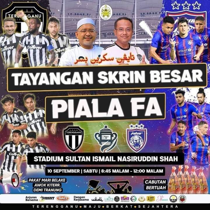 FlashSukan's tweet photo. Tiada tiket ?

Penyokong @FCTerengganu boleh hadir beramai-ramai ke Stadium Sultan Ismail Nasiruddin Shah, Kuala #Terengganu untuk saksikan live di big skrin gergasi pada Sabtu

#peteh #snbj #finalPialaFA https://t.co/itQJ1SX9Fu